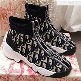 Dior WalknDior Oblique Canvas Logo Band High-Top Sneaker Boot 2019 (KL-9072713)