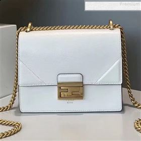 Fendi Kan U Small Vintage Calfskin Embossed Corners Flap Bag White 2019 (Top Quality) (CL-9072973)