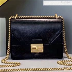 Fendi Kan U Small Vintage Calfskin Embossed Corners Flap Bag Black 2019 (Top Quality) (CL-9072974)