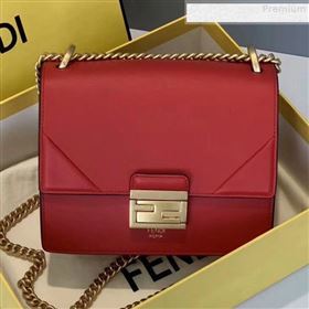 Fendi Kan U Small Matte Calfskin Embossed Corners Flap Bag Red 2019 (Top Quality) (CL-9072976)