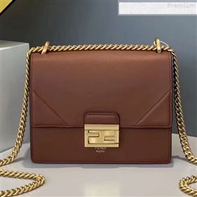 Fendi Kan U Small Matte Calfskin Embossed Corners Flap Bag Brown 2019 (Top Quality) (CL-9072978)