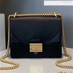 Fendi Kan U Small Matte Calfskin Embossed Corners Flap Bag Black 2019 (Top Quality) (CL-9072977)