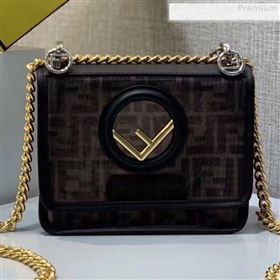 Fendi Kan I F Small FF Mesh Flap Shoulder Bag Brown/Black 2019 (CL-9072981)