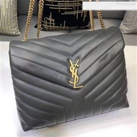 Saint Laurent Loulou Large Shoulder Bag in "Y" Calfskin 459749 Dark Grey (B-9080529)