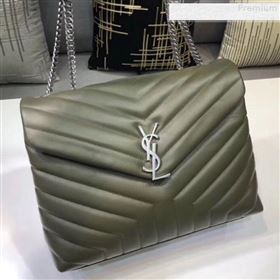 Saint Laurent Loulou Large Shoulder Bag in "Y" Calfskin 459749 Light Green (B-9080531)