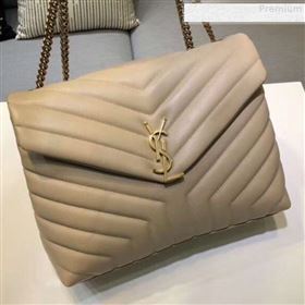 Saint Laurent Loulou Large Shoulder Bag in "Y" Calfskin 459749 Beige (B-9080526)