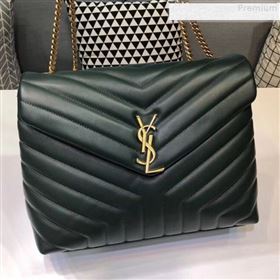 Saint Laurent Loulou Large Shoulder Bag in "Y" Calfskin 459749 Dark Green (B-9080527)