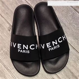 Givenchy Logo Flat Slide Sandals Black 01 2018 (For Women and Men) (JQB-9080637)