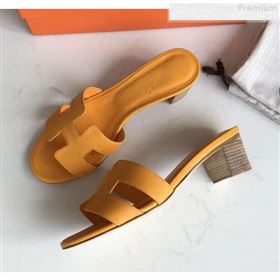 Hermes Epsom Leather Oasis Slipper Sandals With 5cm Heel Yellow (MD-9080612)