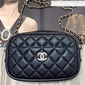 Chanel Iridescent Quilted Grained Calfskin Camera Case Shoulder Bag A91796 Black 2019 (KAIS-9073108)