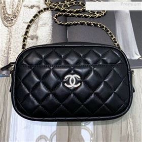 Chanel Iridescent Quilted Smooth Leather Camera Case Shoulder Bag A91796 Black 2019 (KAIS-9073109)