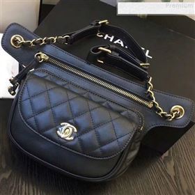 Chanel Metallic Aged Calfskin Waist Bag/Belt Bag AS0814 Black 2019 (FENGH-9073110)