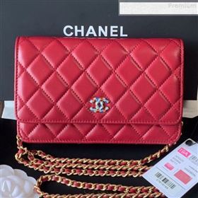 Chanel Quilted Lambskin Wallet on Chain WOC AP0529 Red 2019 (BLWX-9073123)