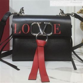 Valentino Love Small VRING Calfskin Shoulder Bag Black 2019 (XYD-9080118)