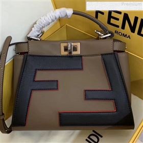 Fendi Oversize Raised FF Peekaboo Mini Top handle Bag Coffee 2019 (AFEI-9080123)