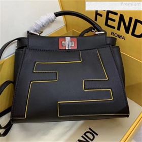 Fendi Oversize Raised FF Peekaboo Mini Top handle Bag Black 2019 (AFEI-9080124)
