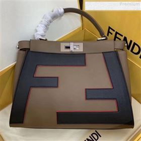 Fendi Peekaboo Medium Oversize Raised FF Top handle Bag Coffee 2019 (AFEI-9080125)