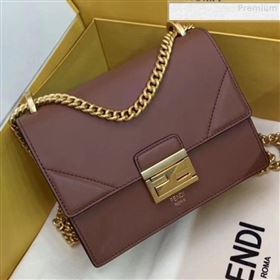 Fendi Kan U Small Matte Calfskin Embossed Corners Flap Bag Brown 2019 (AFEI-9080137)