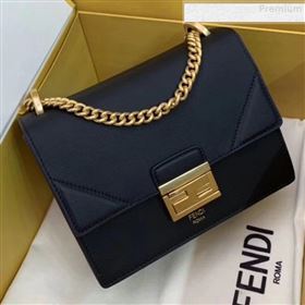 Fendi Kan U Small Matte Calfskin Embossed Corners Flap Bag Black 2019 (AFEI-9080134)