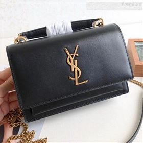 Saint Laurent Sunset Chain Wallet in Smooth Leather 533026 Black/Gold 2019 (KTS-9080154)