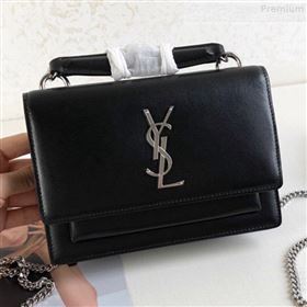 Saint Laurent Sunset Chain Wallet in Smooth Leather 533026 Black/Silver 2019 (KTS-9080155)