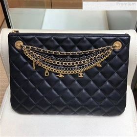 Chanel Quilted Lambskin Chain Tassel Pouch AP0502 Black 2019 (SMJD-9073129)