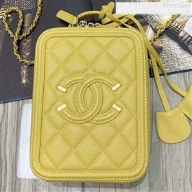 Chanel Grained Calfskin Long Vanity Case Top Handle Bag AS0988 Yellow 2019 (FM-9073133)