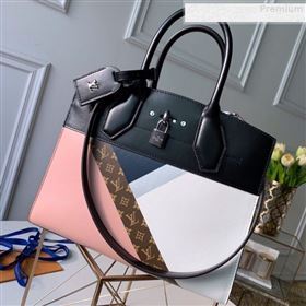Louis Vuitton City Steamer PM Top Handle Bag in Printed Calfskin Patchwork M53802 Pink 2019 (KD-9073143)