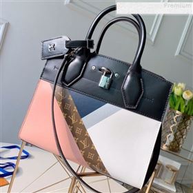 Louis Vuitton City Steamer MM Top Handle Bag in Printed Calfskin Patchwork M53802 Pink 2019 (KD-9073142)
