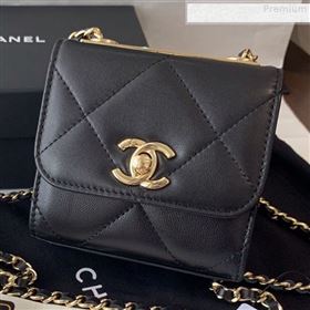 Chanel Quilted Lambskin Clutch with Chain A81633 Black Leather 2019 (BLWX-9080606)