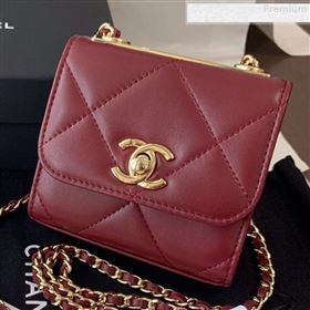 Chanel Quilted Lambskin Clutch with Chain A81633 Burgundy 2019 (BLWX-9080607)