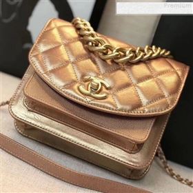 Chanel Quilted Metallic Calfskin Small Flap Bag AS0784 Bronze Gold 2019 (GANEN-9080619)