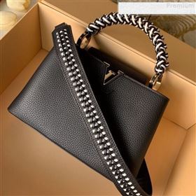 Louis Vuitton Capucines BB with Braided Handle M55236 Black/White 2019 (KD-9080622)