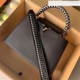 Louis Vuitton Capucines PM with Braided Handle M55083 Black/White 2019 (KD-9080621)