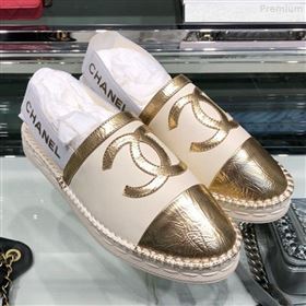 Chanel Slingback Espadrilles G34817 White/Gold 2019 (XO-9080760)