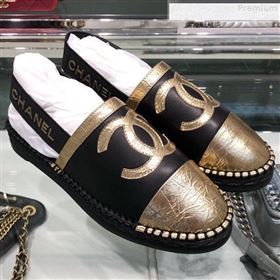 Chanel Slingback Espadrilles G34817 Black/Gold 2019 (XO-9080761)