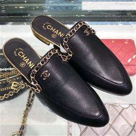 Chanel New York Chain Trim Flat Mules G34926 Black 2019 (XO-9080757)