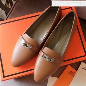 Hermes Kelly Calfskin Flat Loafers Brown (A8-9080803)