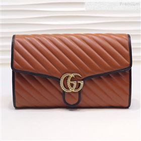 Gucci GG Diagonal Marmont Clutch ‎498079 Brown 2019 (MINGH-9080663)