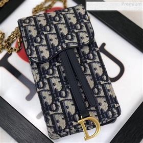 Dior Oblique Jacquard Canvas Phone Case Chain Clutch 2019 (HONGH-9080703)