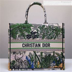 Dior Book Tote Large Bag in Green Leaf Tropicalia Embroidered Canvas 2019 (BINF-9080950)