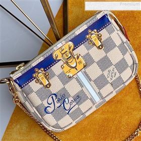 Louis Vuitton Christmas Mini Pochette Accessoires Pouch in Damier Azur Canvas N58010 2019 (Fang-9080907)