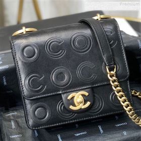 Chanel Calfskin Embossed Coco Small Flap Bag AS0931 Black 2019 (FM-9081338)