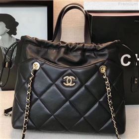 Chanel Quilted Lambskin Drawing Shopping Bag AS0986 Black 2019 (GANEN-9081348)