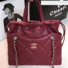 Chanel Quilted Lambskin Drawing Shopping Bag AS0986 Red 2019 (GANEN-9081349)