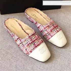 Chanel Tweed Flat Mules Pink 2019 (XZG-9081617)