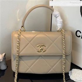 Chanel Maxi Quilted Lambskin Small Flap Bag with Top Handle Bag A92236 Gray 2019 (FENGH-9081711)