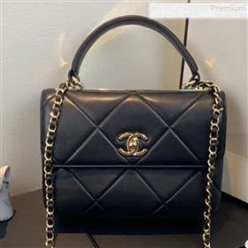 Chanel Maxi Quilted Lambskin Small Flap Bag with Top Handle Bag A92236 Black 2019 (FENGH-9081713)