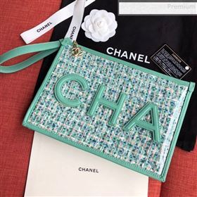 Chanel PVC and Tweed Large Pouch AP0360 Green 2019 (SSZ-9081718)