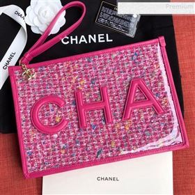 Chanel PVC and Tweed Large Pouch AP0360 Pink 2019 (SSZ-9081721)